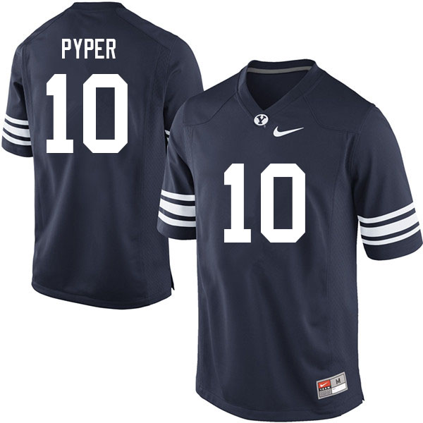 Men #10 Morgan Pyper BYU Cougars College Football Jerseys Sale-Navy